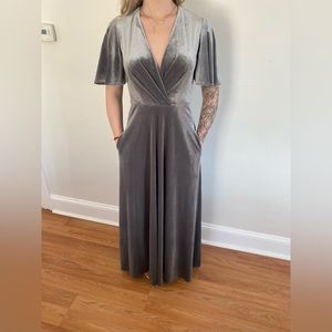 Silver velvet bridesmaid dress (NEVER WORN)